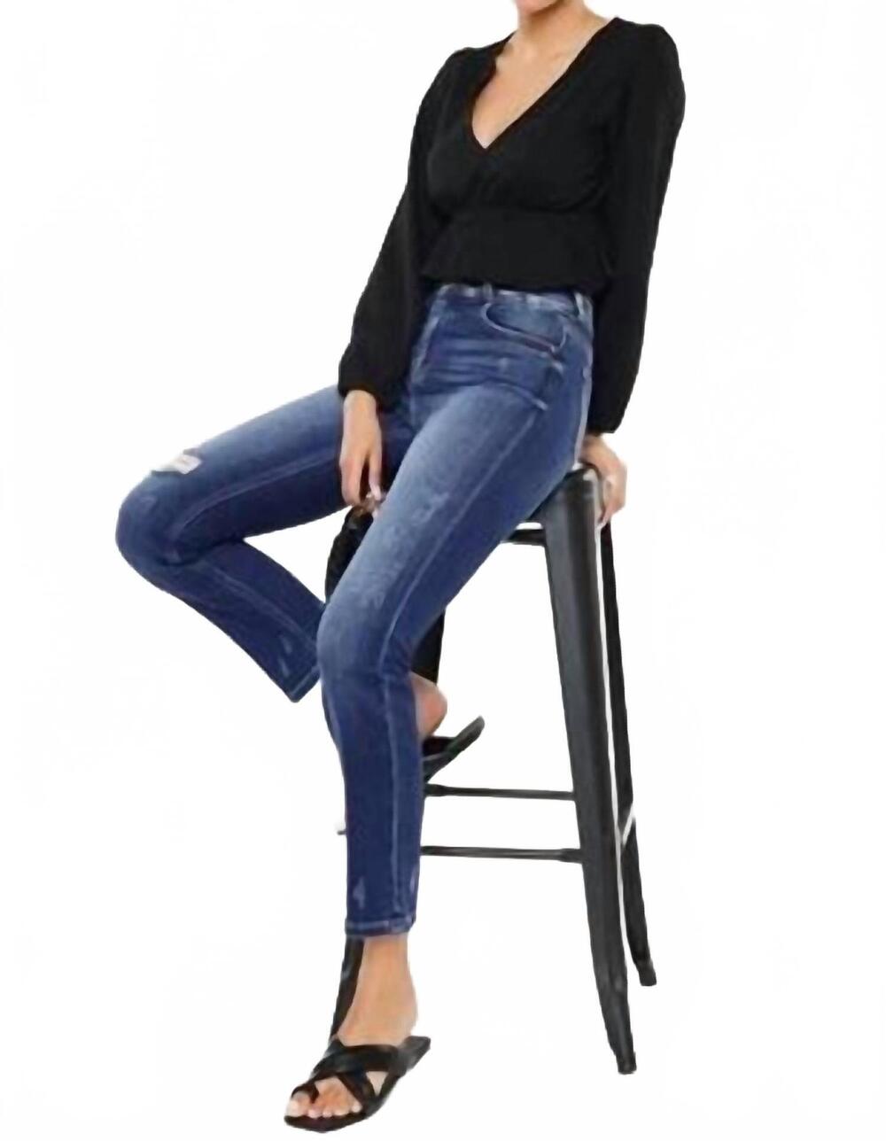 NEW KANCAN high rise skinny straight jeans in blue